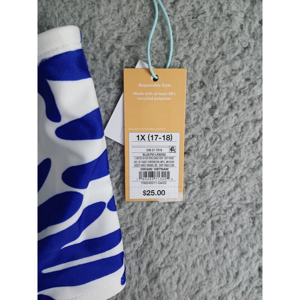 Kona Sol Swimsuit Womens 1X (17-18) Blue Bikini Padded Underwire High Waist NWT - Picture 5 of 14